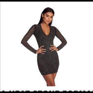 Silver studded black sheer dress